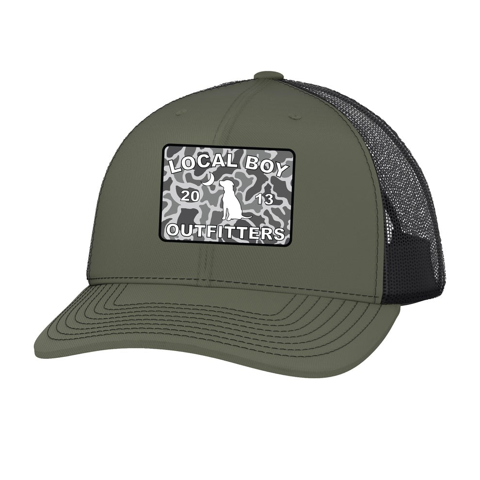 Local Boy Outfitters Grey Camo Patch Trucker Hat Loden/Black
