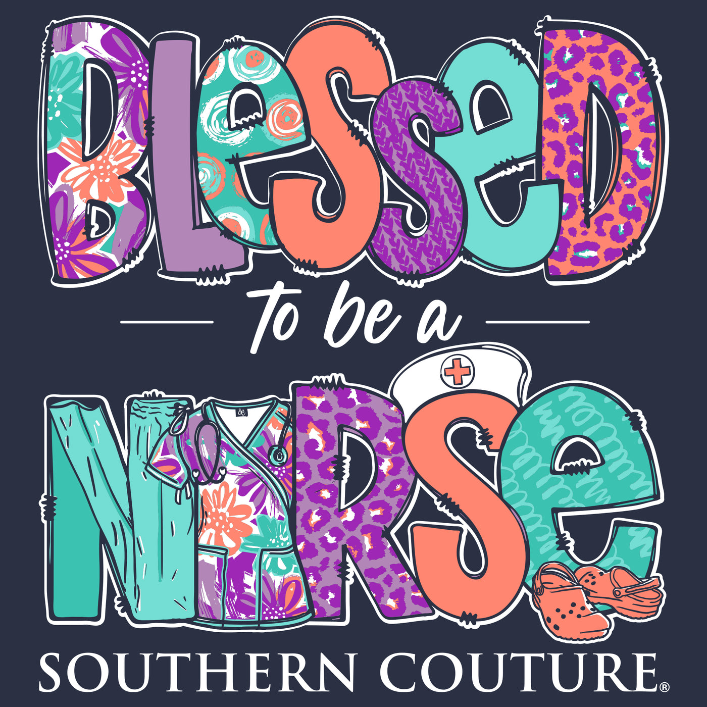 Southern Couture Blessed To Be A Nurse Navy SS