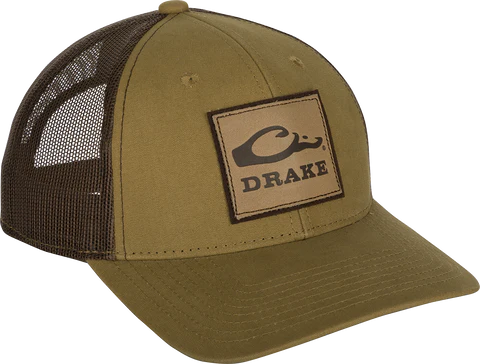 Drake Square Leather Patch Mesh Back Bronze Hat