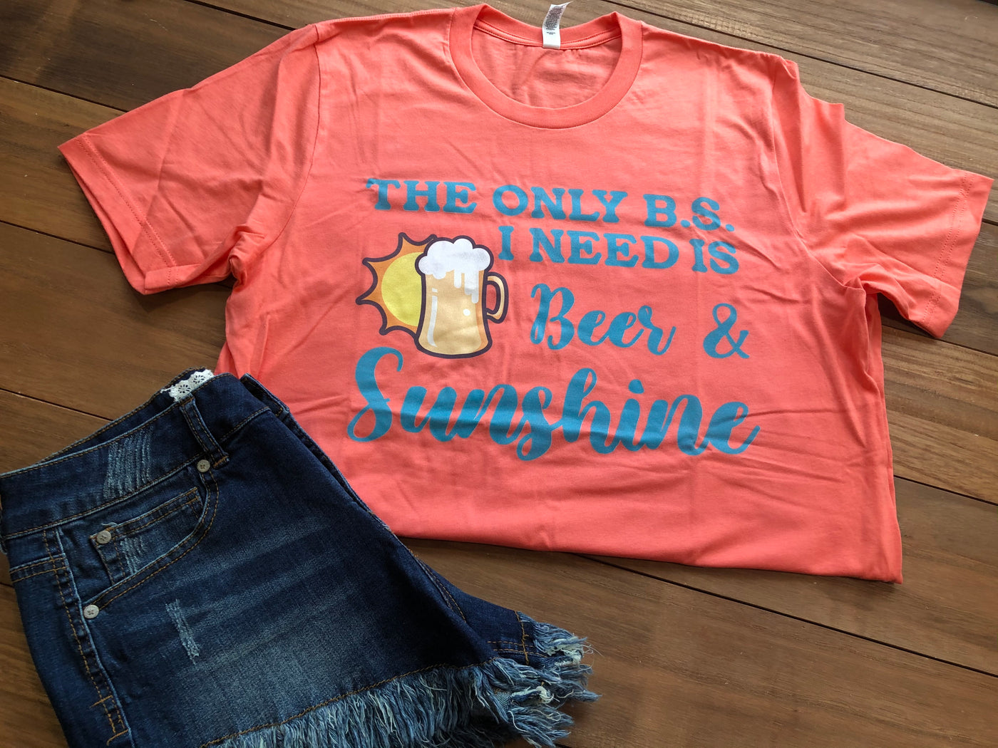 Daydream Tees Beer & Sunshine SS Coral