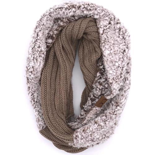 C.C. Sherpa Infinity Scarf Taupe Heather