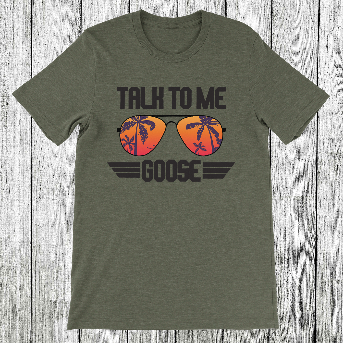 Daydream Tees Talk To Me Goose Palm Trees Military Green