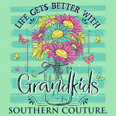 Southern Couture Life Better With Grandkids Mint Green SS