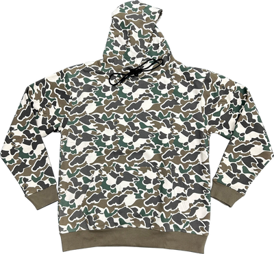 100 Brown Camo Hoodie - Embroidered Left Chest