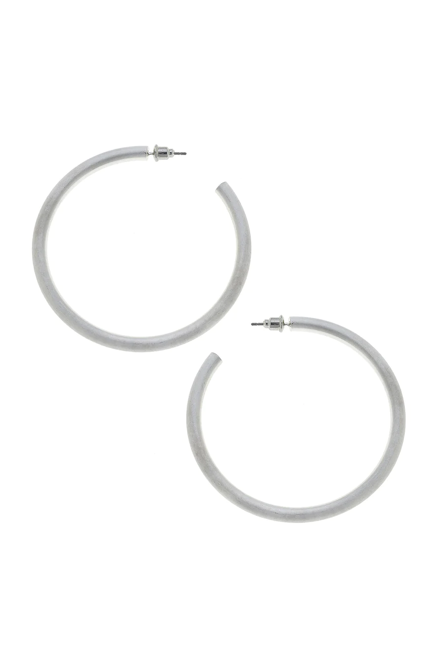 Canvas Jewelry Ivy Hoop Earrings Silver Satin