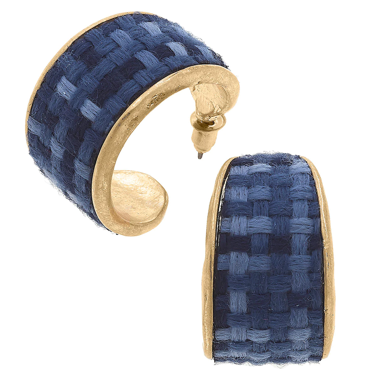 Canvas Jewelry Bridget Tweed Hoop Earrings Navy