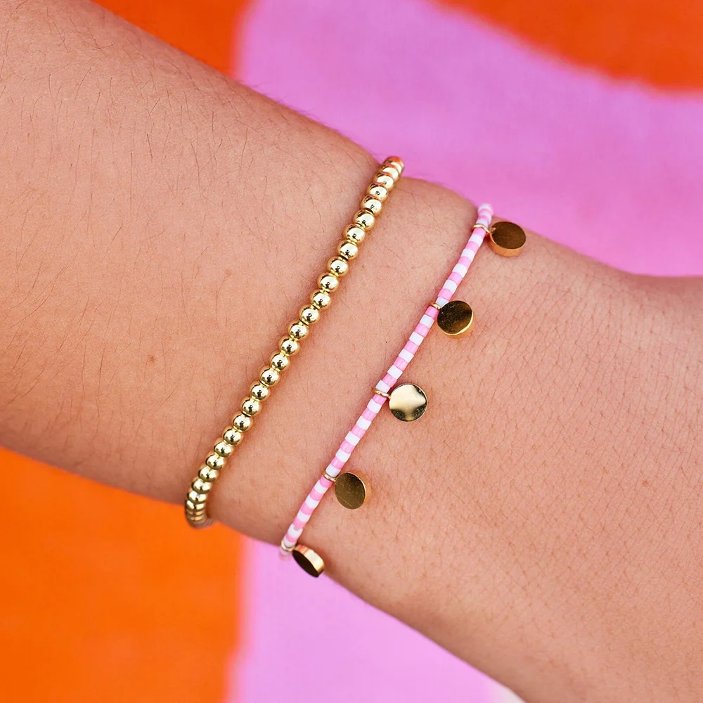 Pura Vida Cabana Bracelet Set Gold/Pink