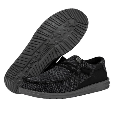 Hey Dude Men's Wally Stitch Flecked Woven Black