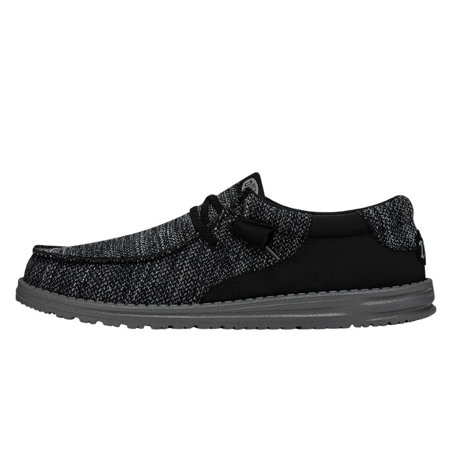 Hey Dude Men's Wally Stitch Flecked Woven Black