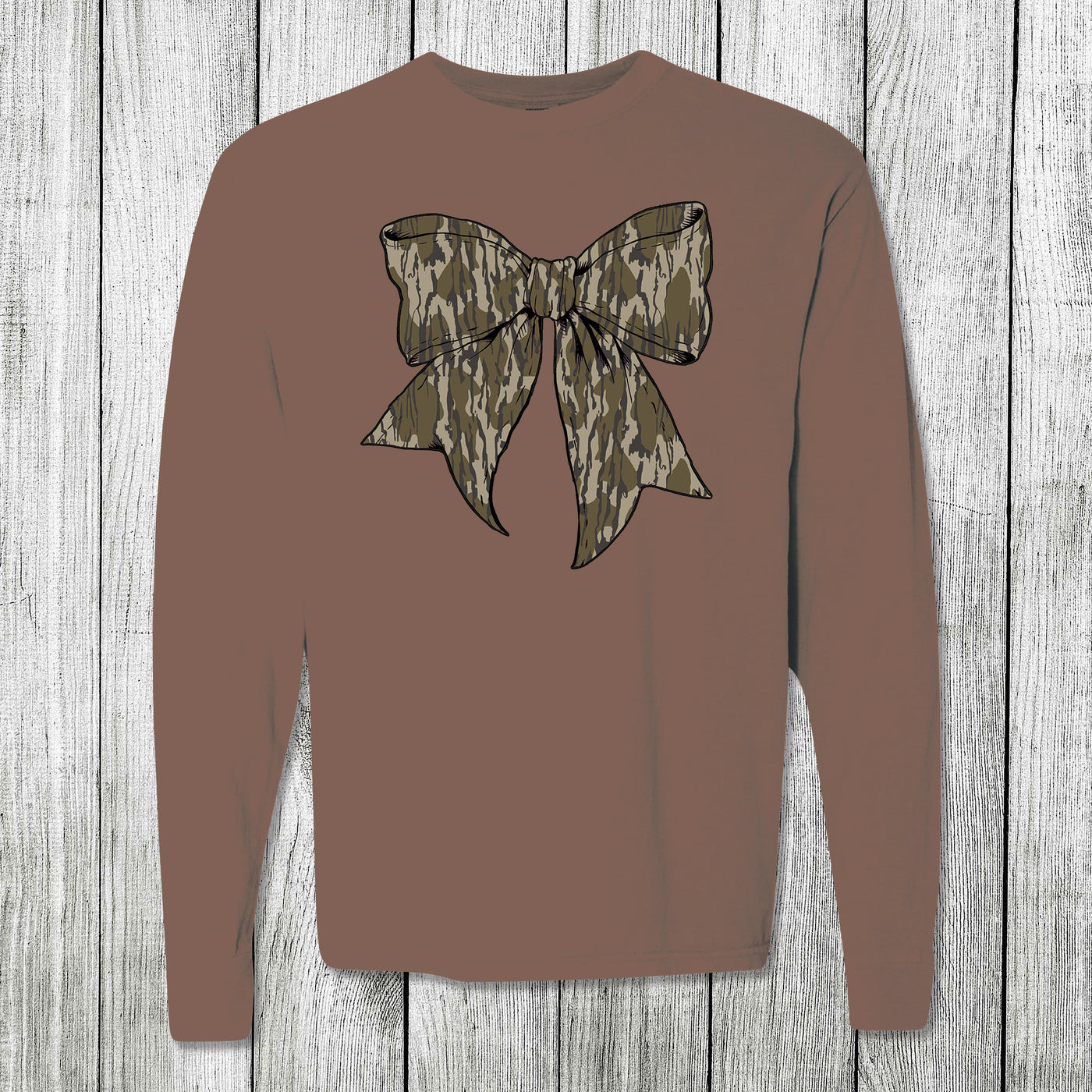 Girls 'Round Here Country Camo Bow Espresso