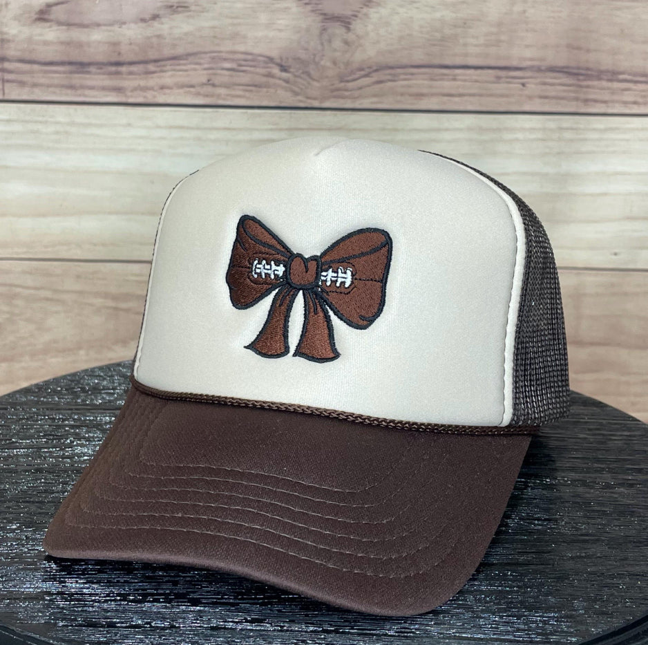 Football Bow | LC Elizabeth Original | Embroidered Trucker Hat