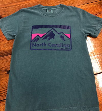 The Old North State - NC Mountains Green Front Print
