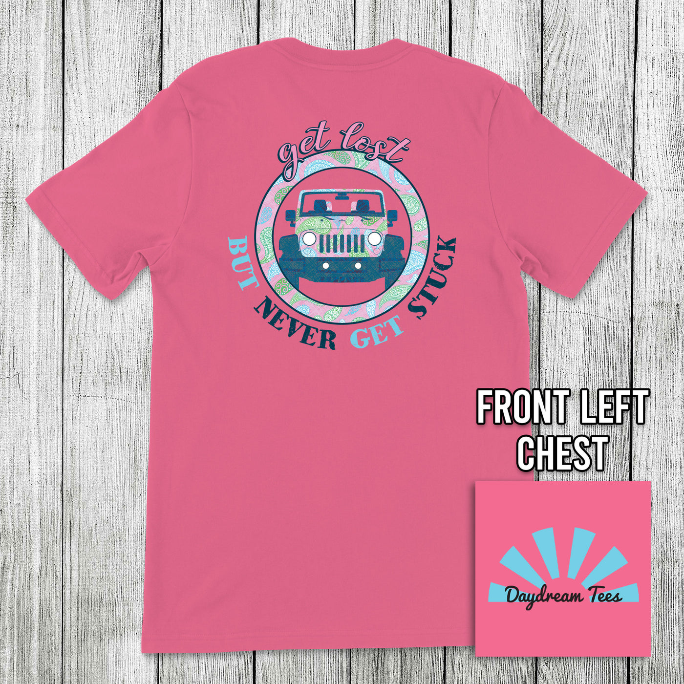 Daydream Tees Lost Never Stuck Safety Pink