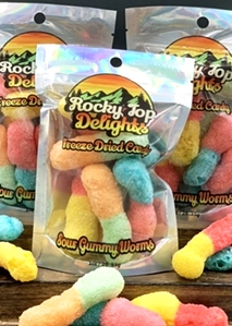 Rocky Top Delights Freeze Dried Candy Sour Gummy Worms