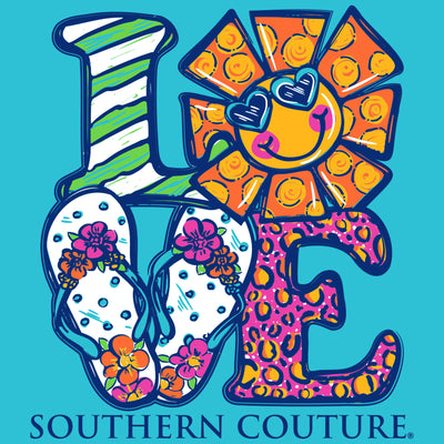 Southern Couture Love Flip Flops Lagoon Blue