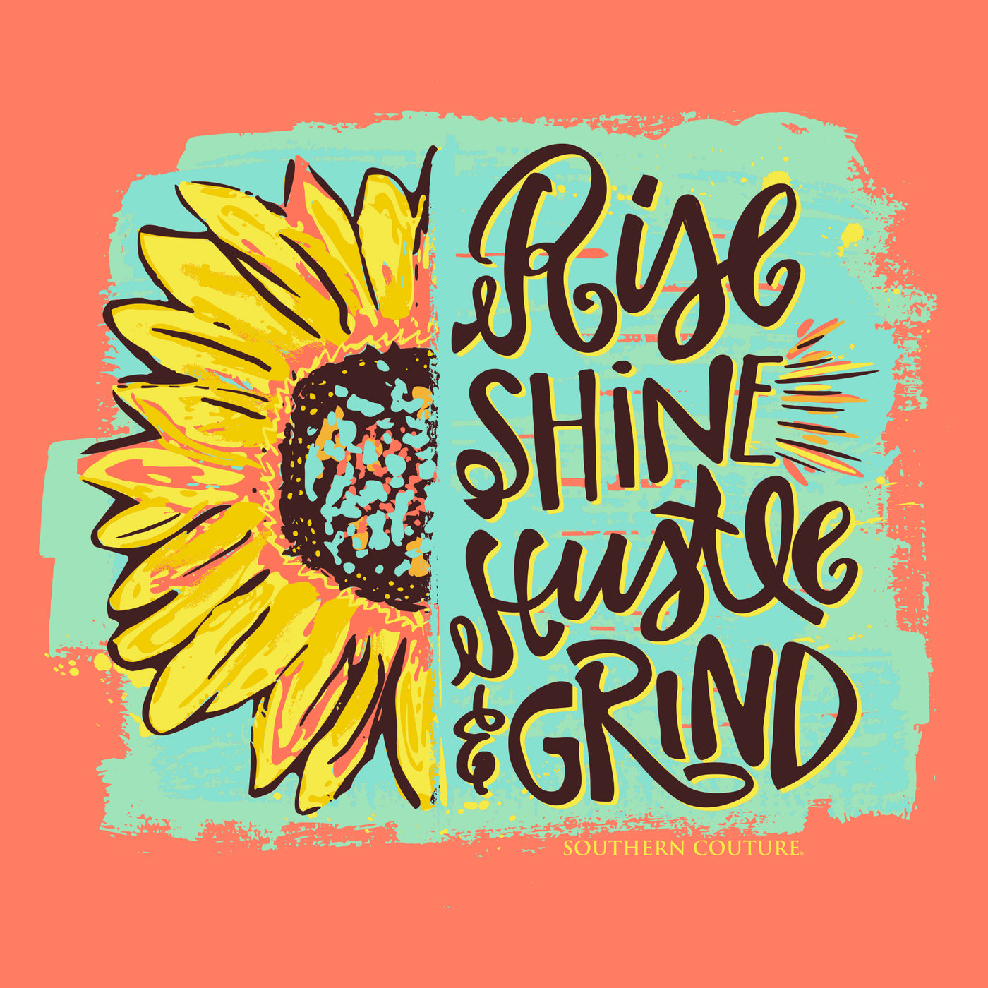Southern Couture Rise Shine Hustle Grind Heather Orange SS