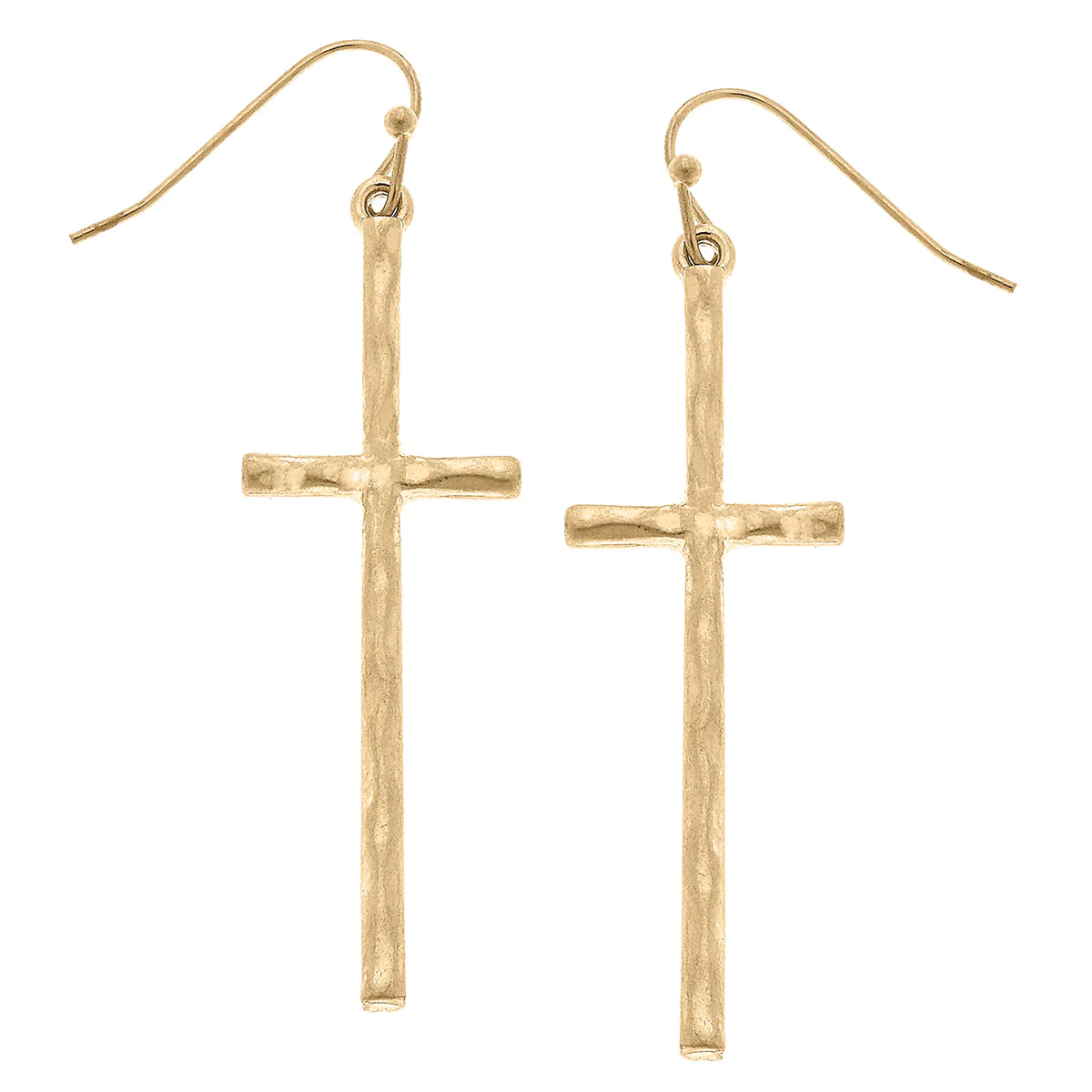 Canvas Jewelry Carmi Delicate Cross Earrings Worn Gold