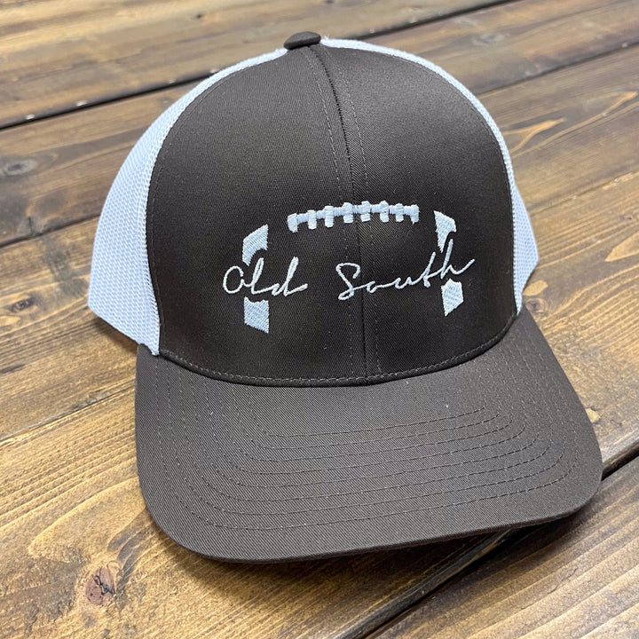 Old South Apparel Football Stitched Brown/White Trucker Hat