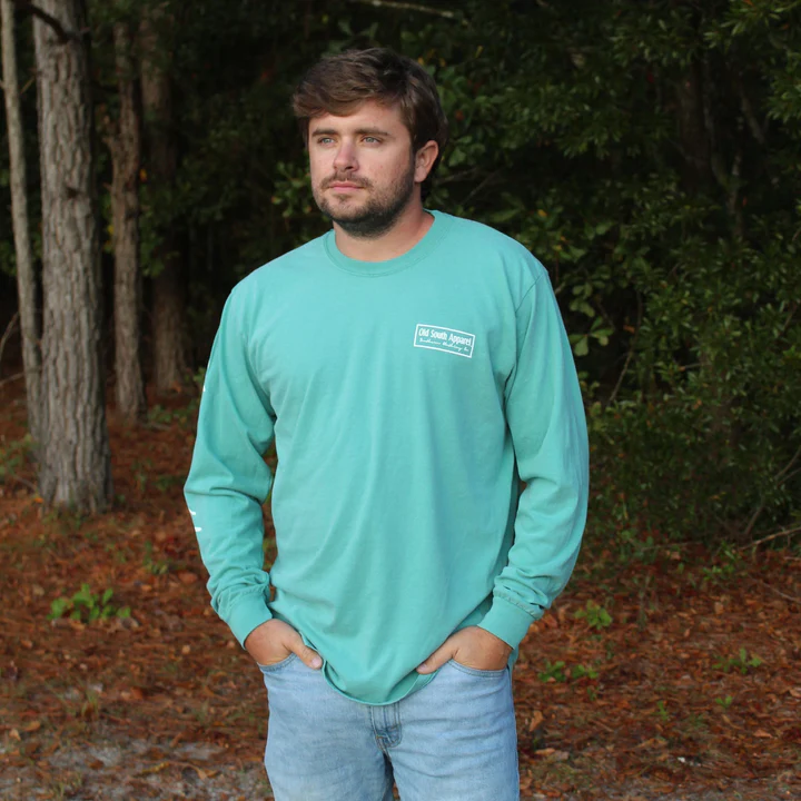 Old South Apparel Crushed Can LS Seafoam
