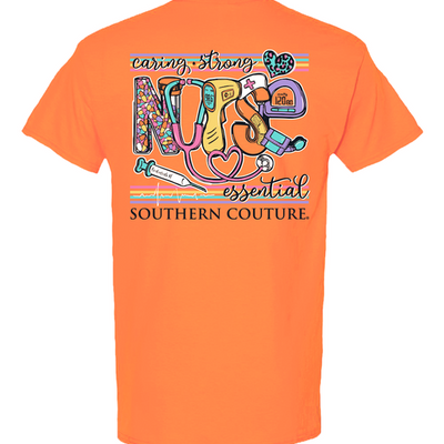 Southern Couture Caring Strong Nurse Tangerine SS