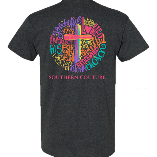 Southern Couture Brushstroke Cross Circle Navy SS