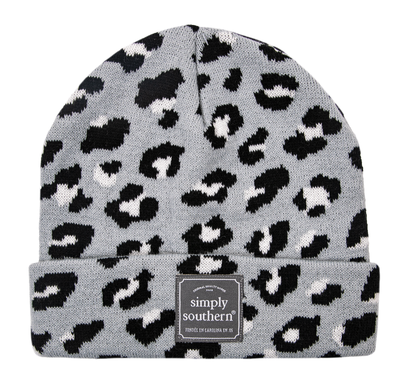 Simply Southern Pattern Beanie Leopard Grey