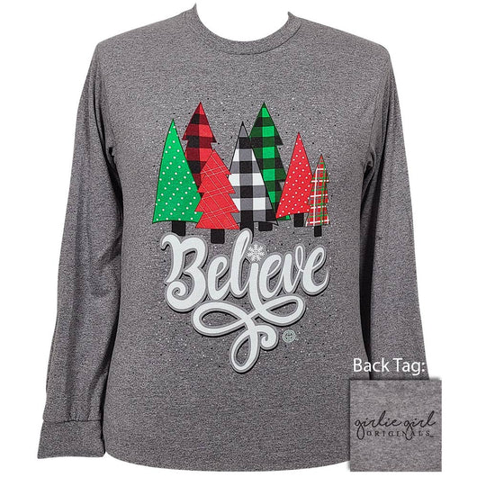 Girlie Girl Originals Believe Front Print Graphite Heather LS
