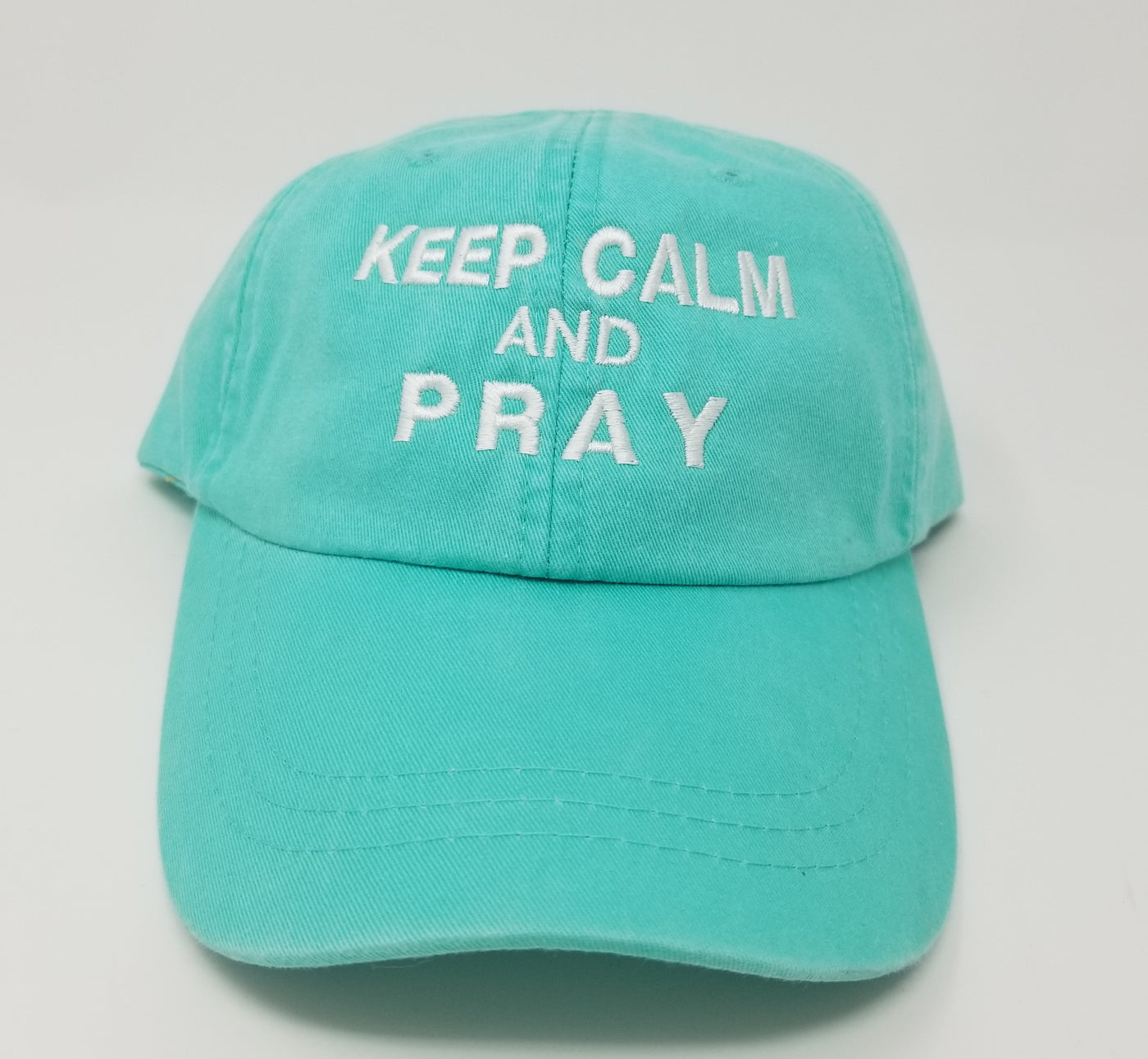 Creative Keep Calm and Pray Aqua Hat
