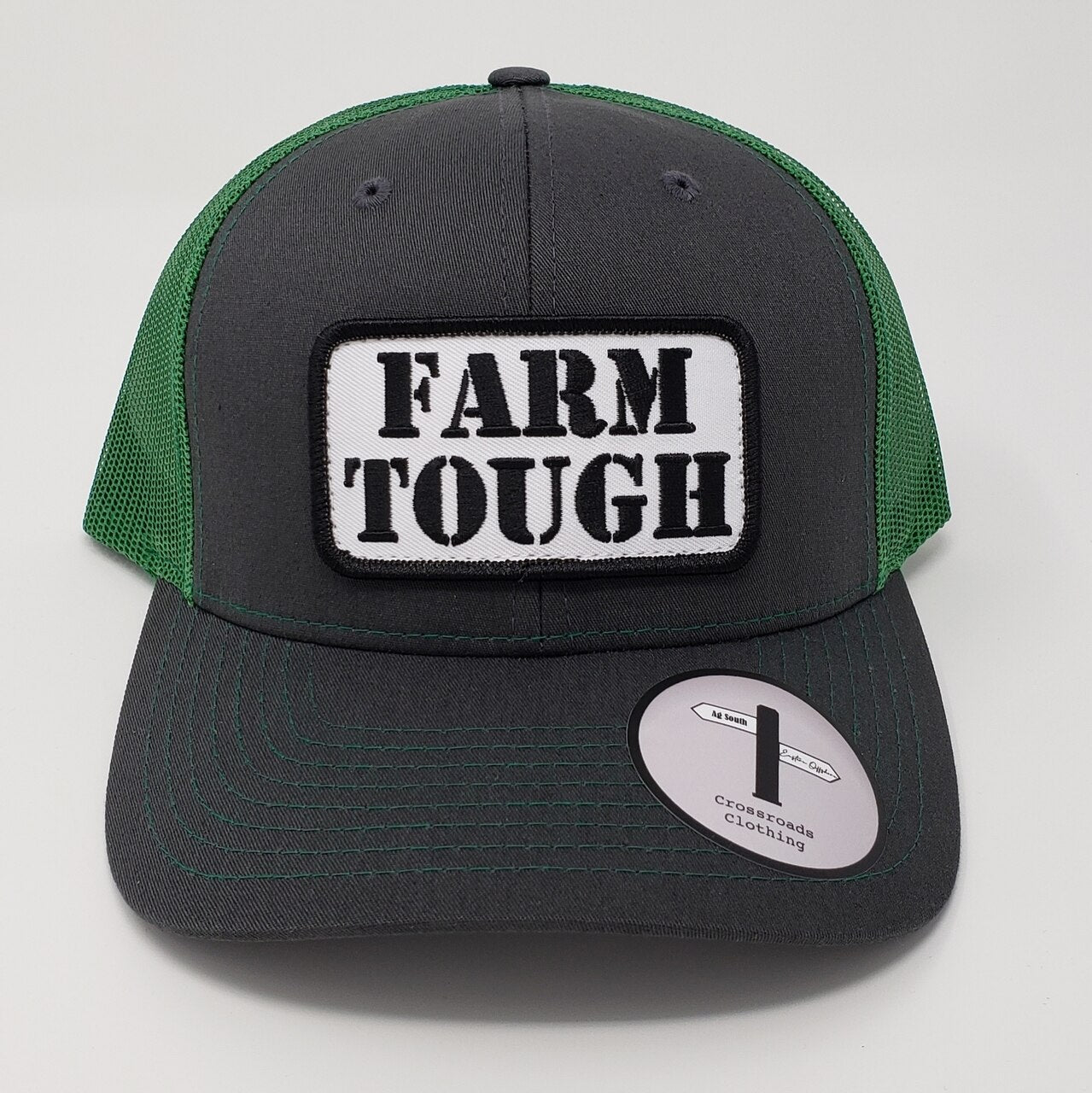 Crossroads Clothing Farm Tough Patch Charcoal/Kelly Green Hat