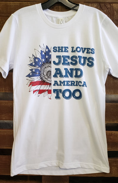 Daydream Tees She Loves Jesus & America Too