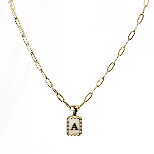 Girlie Girl Originals Initial Ivory Plate Necklace
