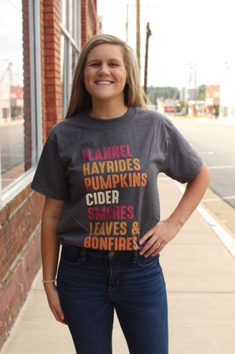 Daydream Tees Flannel Hayrides & Pumpkins Dark Heather Grey