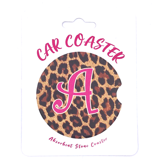 Girlie Girl Originals Leopard Initial Car Coaster
