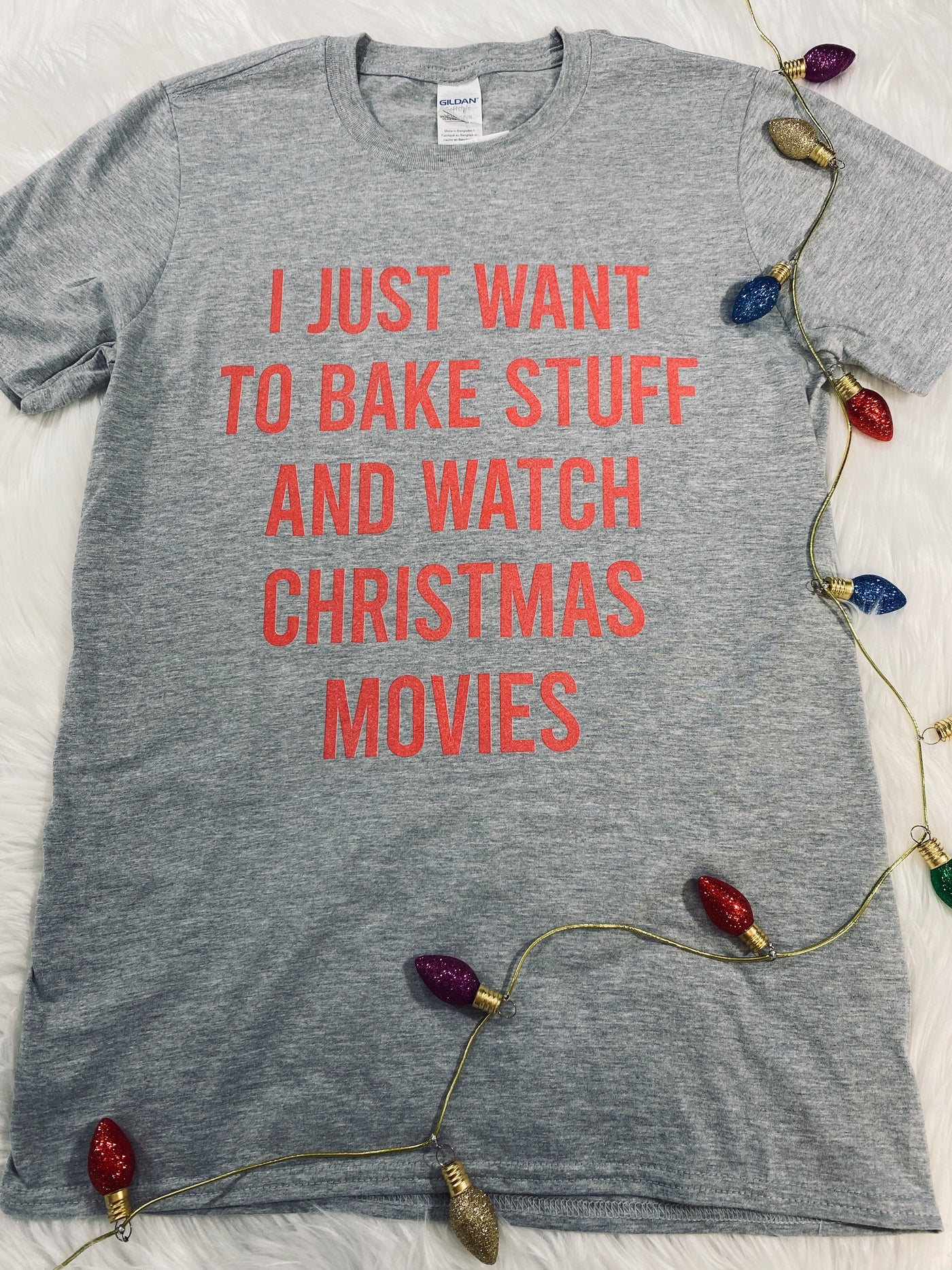 Daydream Tees Bake Stuff And Watch Christmas Movies Sport Grey