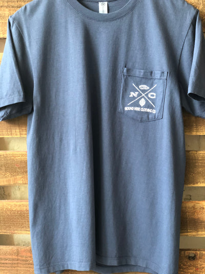 'Round Here Clothing X-Mark NC Tobacco & Sweet Potato Pocket Tee China Blue