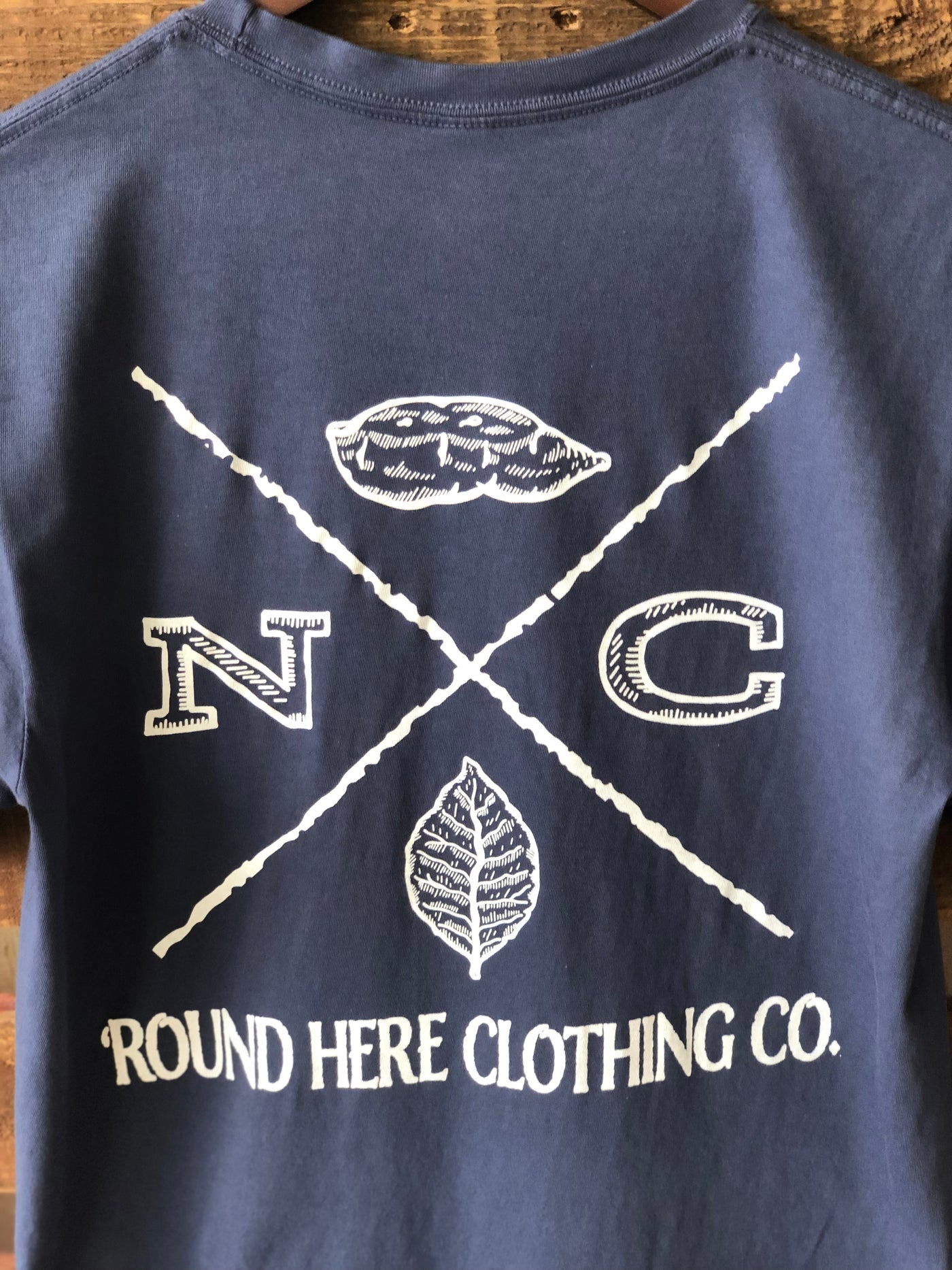 'Round Here Clothing X-Mark North Carolina Tobacco & Sweet Potato Pocket Tee China Blue