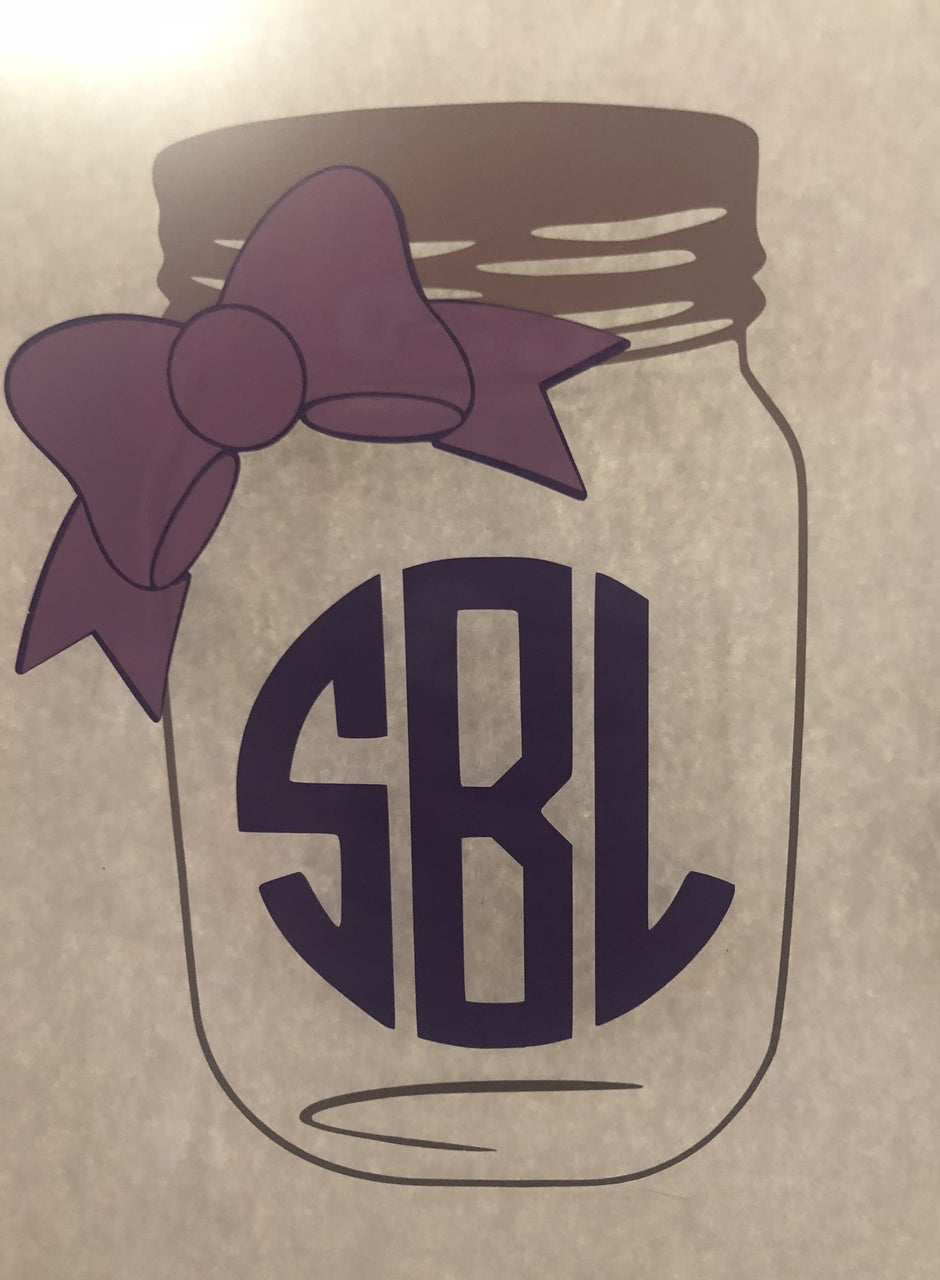 Monogrammed Mason Jar Decal