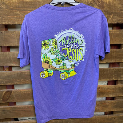 Girlie Girl Originals Rollin With Jesus Retro Heather Purple
