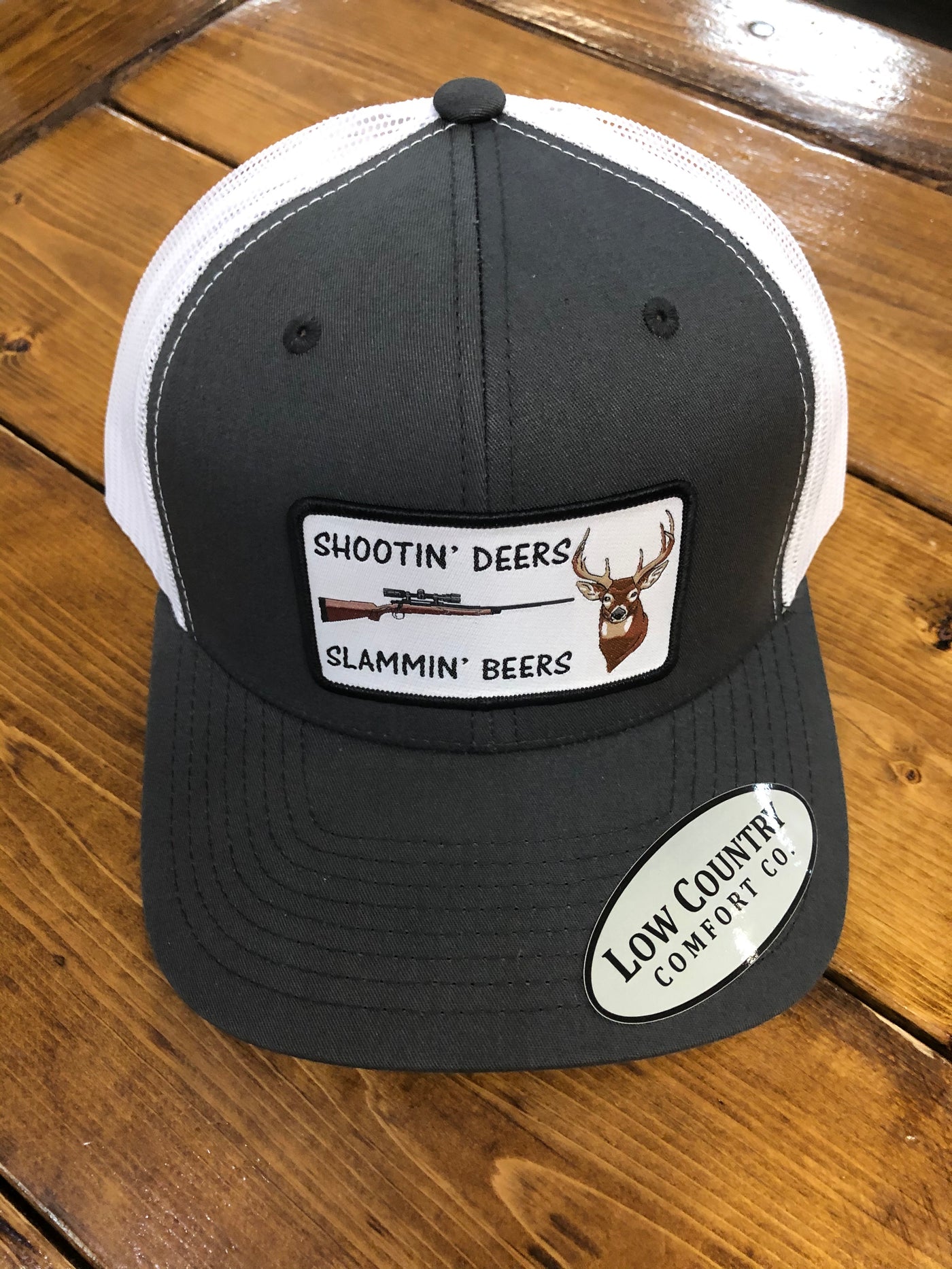 Low Country Comfort Co. Shootin Deer Patch Charcoal/White Hat