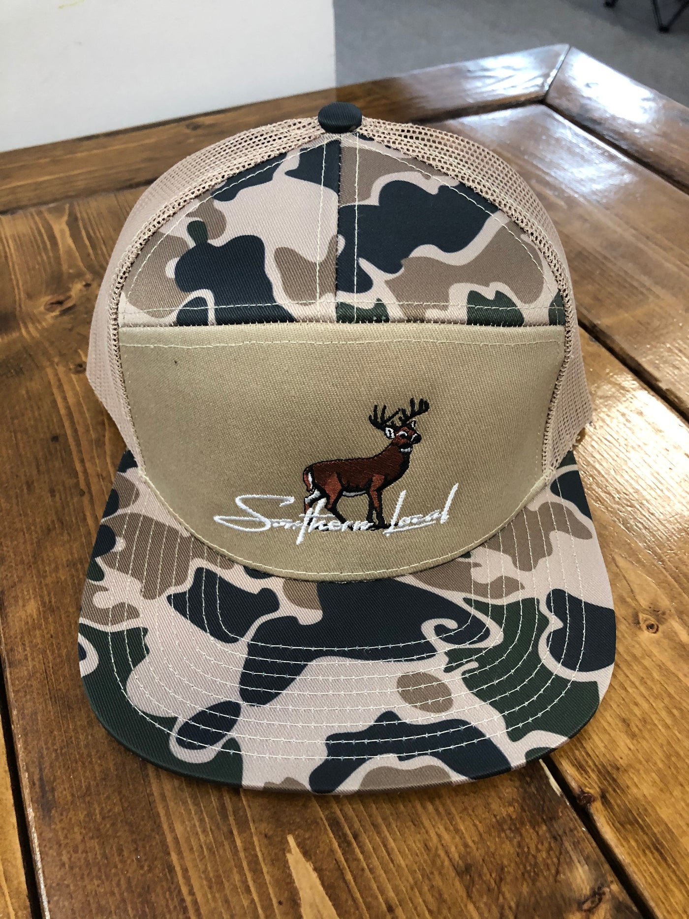 Low Country Comfort Co. 7 Panel Southern Local Deer Old School Camo Hat