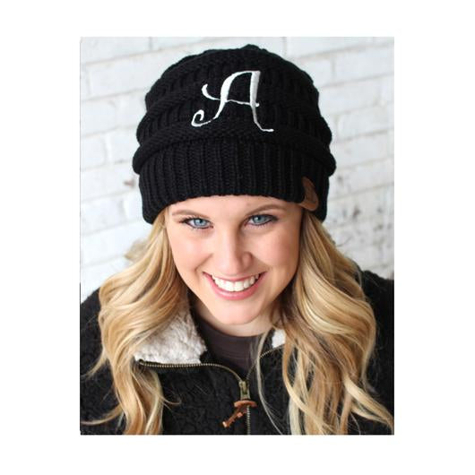 C.C. Initial Beanie Black