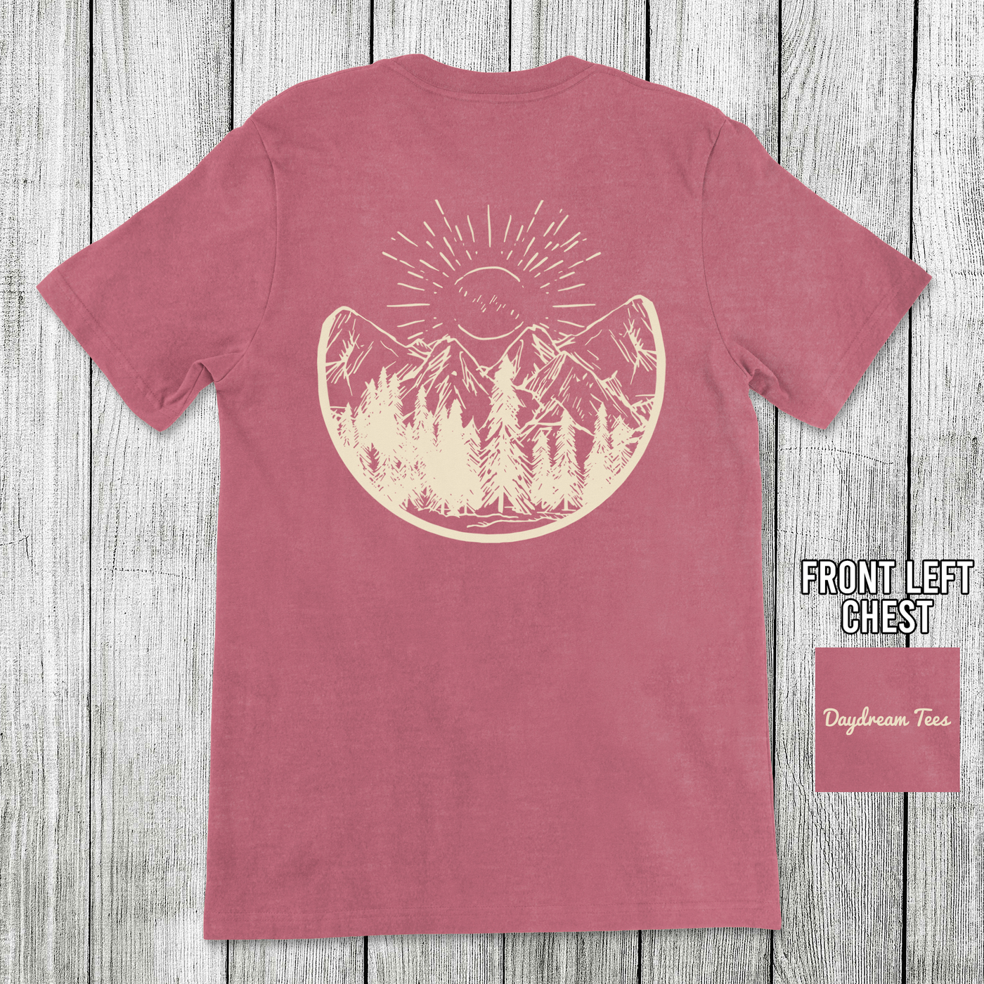 Daydream Tees Mountain Sun Heather Red