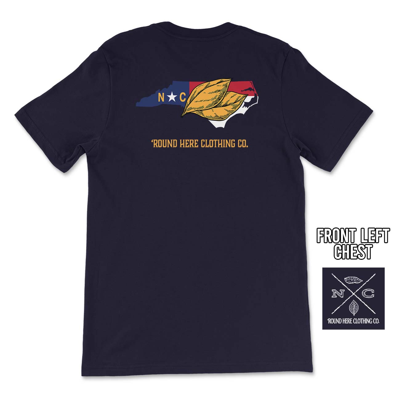 Round Here Clothing NC Flag Tobacco Navy