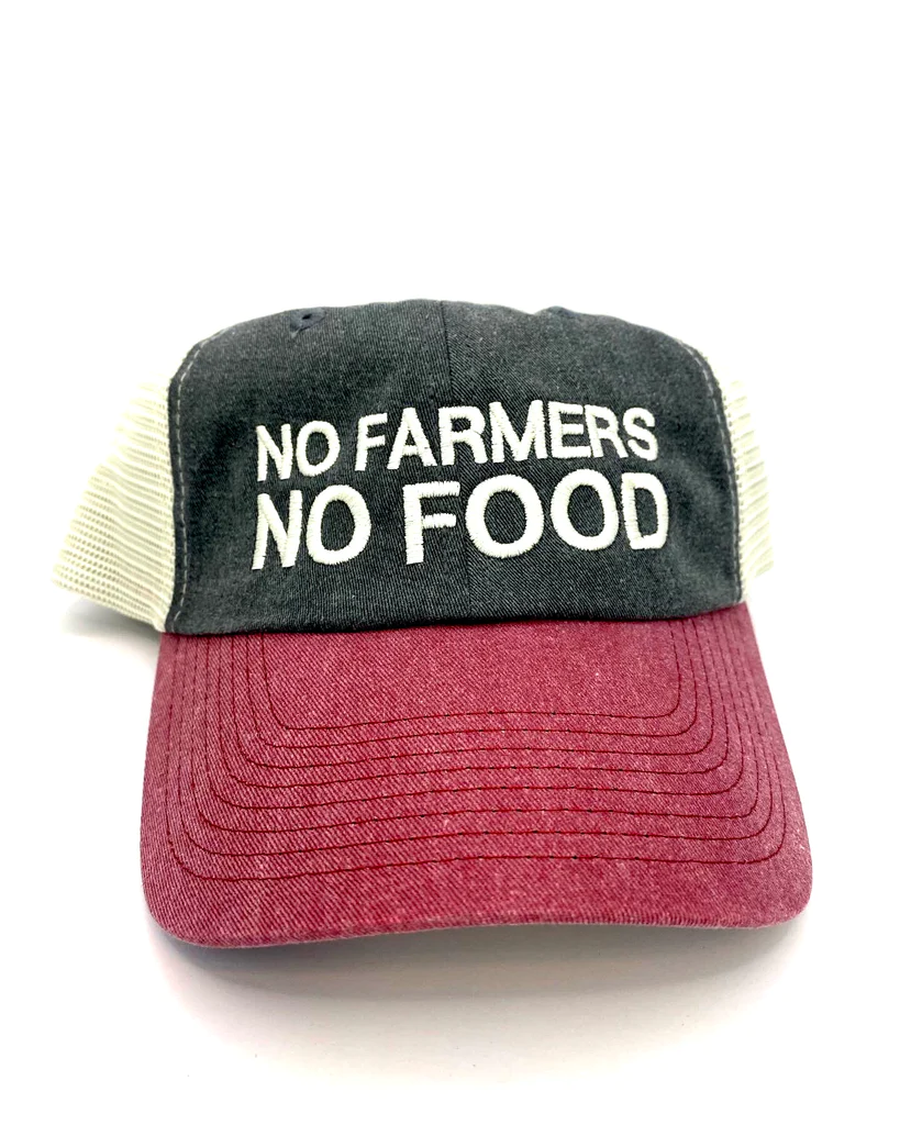 Bella Cotton No Farmers No Food Red/Grey Hat
