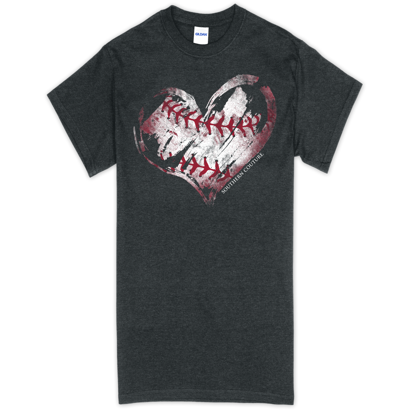 Southern Couture Baseball Heart Dark Heather SS
