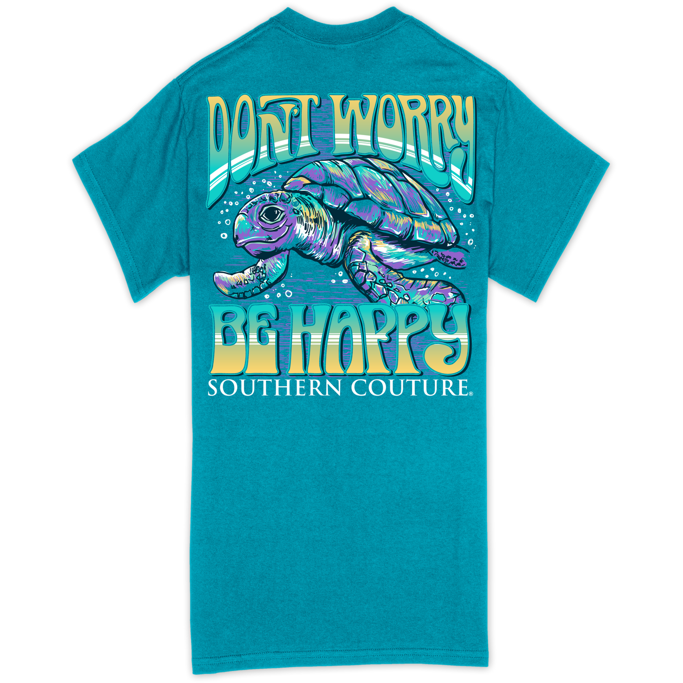 Southern Couture Don't Worry Be Happy Turtle Tropical Blue SS