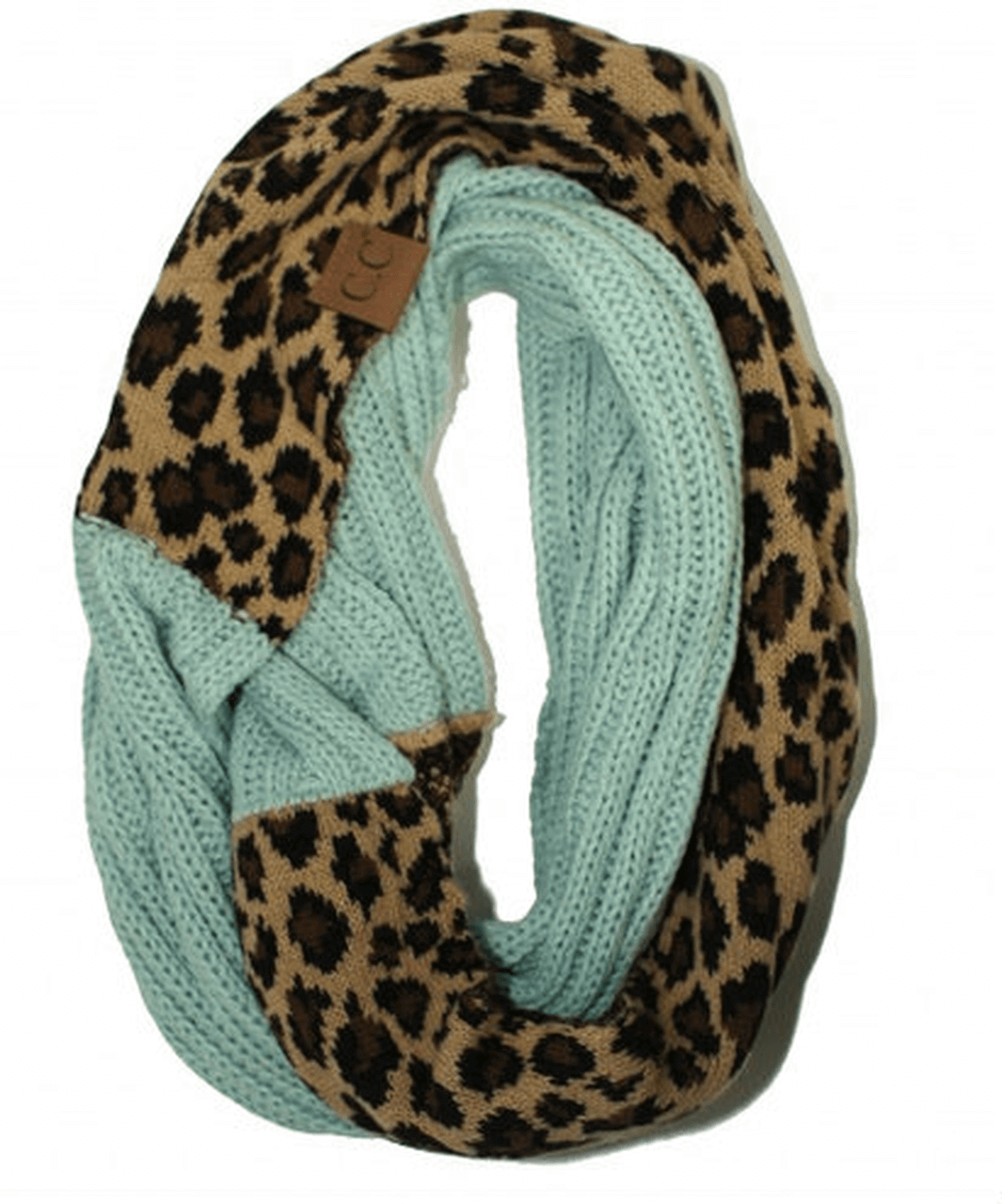 C.C Mint Leopard Infinity Scarf