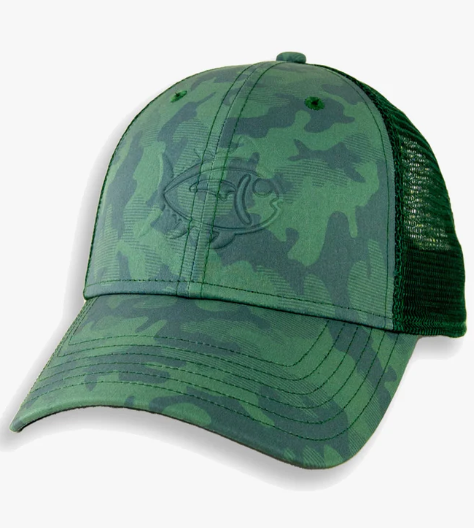 Southern Tide Camo Skip Jack Stamp Performance Trucker Hat Forest Green