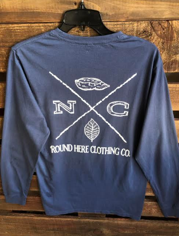 Round Here Clothing X-Mark North Carolina Tobacco & Sweet Potato Long Sleeve Navy