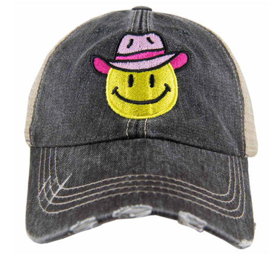 Katydid Cowboy Hat Happy Face Trucker Hat